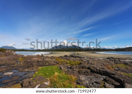 Great Pacific Beach on Vancouver Island in the low tide