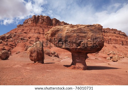 Red stone desert. Red rocks in the desert of California. U.S.