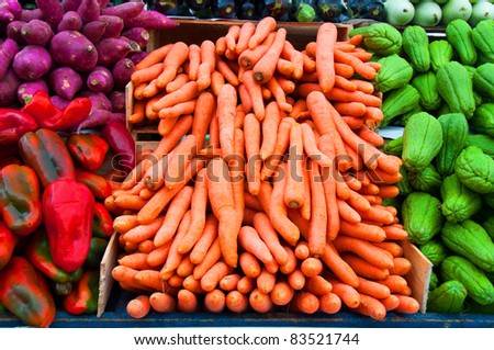 Fresh Vegetables. A market stall in Rio de Janeiro offers a healthy selection of locally grown produce for sale.