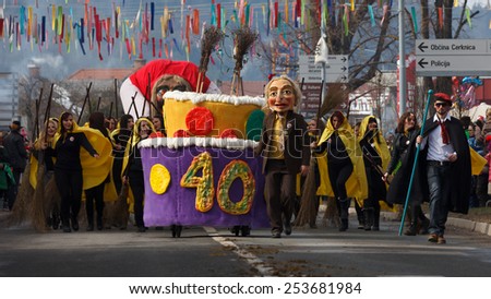 SLOVENIA - FEBRUARY 15: Famous carnival parade called Pust - 40 ZACOPRANIH with hundreds of traditional and modern masks on February 15, 2015 in Butale, Cerknica, Slovenia.