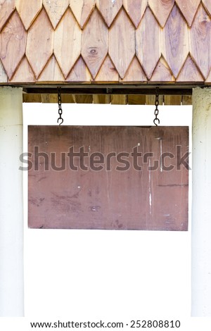 empty wooden sign on white background.
