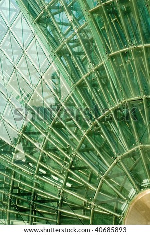 Abstract panels of green glass of lotus architecture