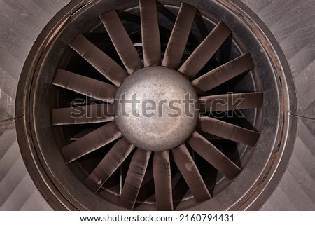 Big industrial jet fan or metal compressor blades 商業照片 © 