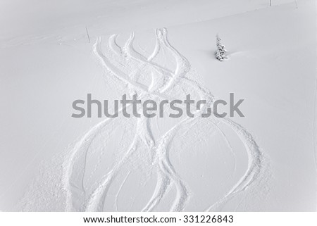 Similar – Image, Stock Photo Piste marking in fresh snow on freshly prepared piste