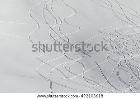 Similar – Image, Stock Photo Piste marking in fresh snow on freshly prepared piste