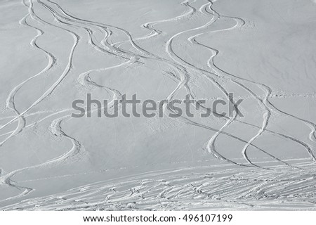 Similar – Image, Stock Photo Piste marking in fresh snow on freshly prepared piste