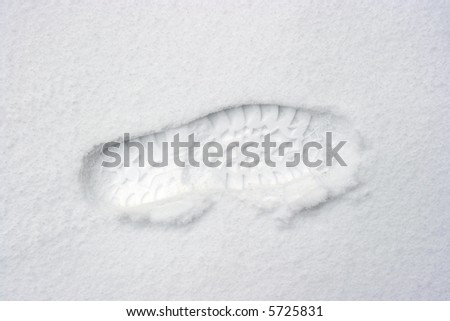 Footprint of boots in fresh white snow