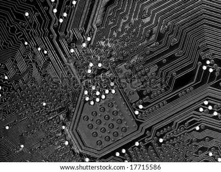 Printed circuit board in black and white