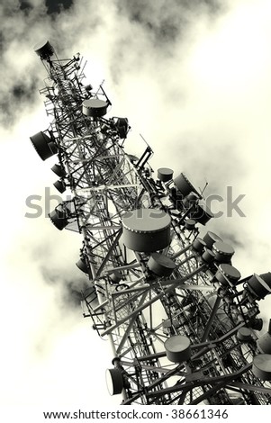 Transmitter tower against dramatic sky