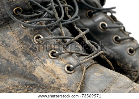 Muddy boots detail