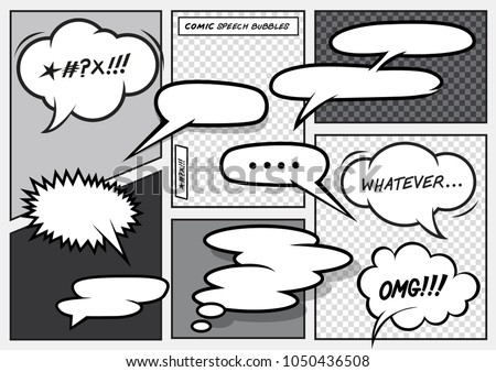 A set of various vector cartoon comic speech bubbles. Foto d'archivio © 
