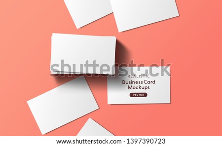 Top view mockup template of business cards for adding a brand or identity with shadows.