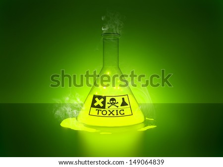 Toxic Chemical - a glowing chemical in a bottle.