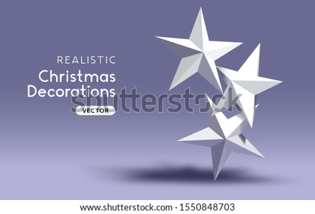 3D effect realistic Christmas star decorations.