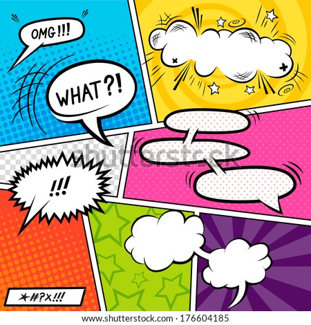 Bright Comic book Elements with speech bubbles - vector illustration.