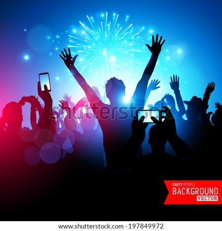 Big Party Crowd. A huge crowd of young people celebrating. Vector illustration.