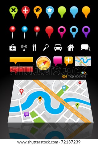 GPS Map Location Markers. Vector illustration