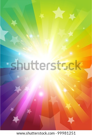 Colour Burst Background - with stars and transparencies