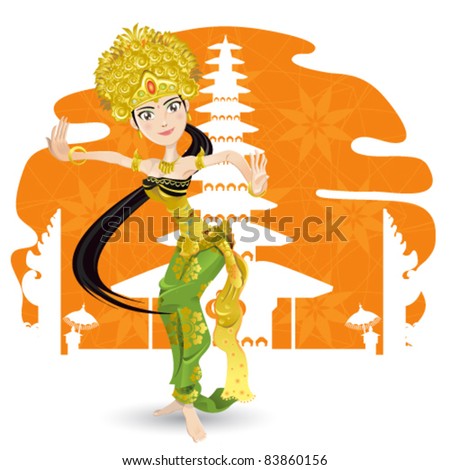 Indonesian Bali Balinese Dancer Performing Ethnic Dance Stock Vector ...