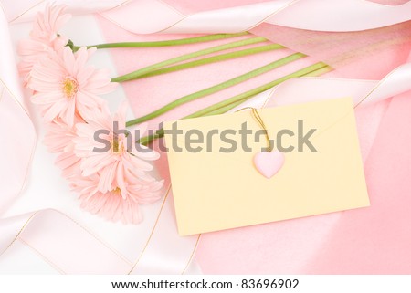 Pink african daisy bouquet and letter