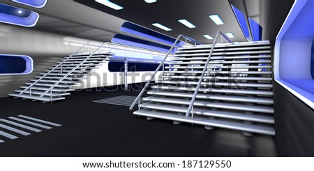 Space station Interior. 3D Architecture visualization.
