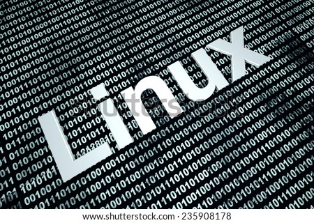 Linux source code with a binary background. 3D rendered Illustration.