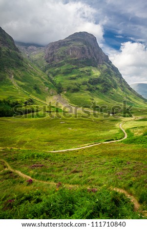 Winding footpath in the Scotland highlands