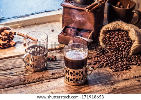 Enjoy your coffee in winter day