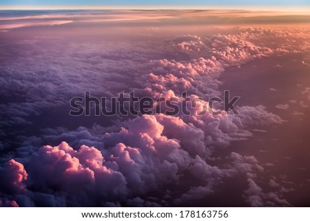 Sunset over the purple clouds