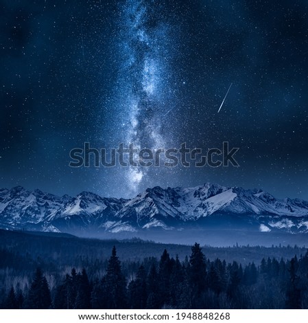 Similar – Image, Stock Photo beautiful mountain range with snow in early summer