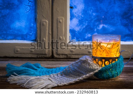 Winter evening and hot tea