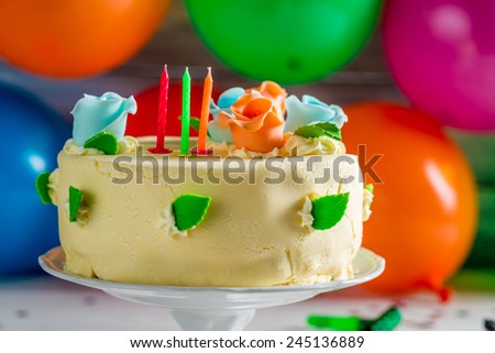 Colourful and sweet cake for birthday