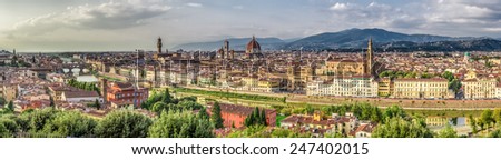 Big panorama of Florence in summer, Italy