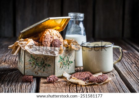 Milk and hazelnut cookies in box
