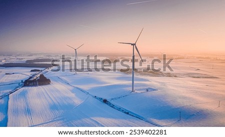 Similar – Image, Stock Photo Wind turbine in the field, toned photo. Wind power energy concept