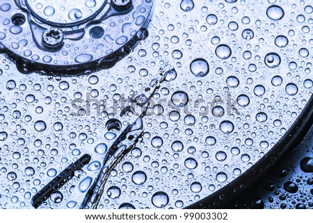 Hard drive with water droplets