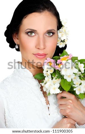 Bride.Beauty wedding hairstyle.