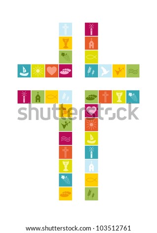 Christian religion symbols colorful