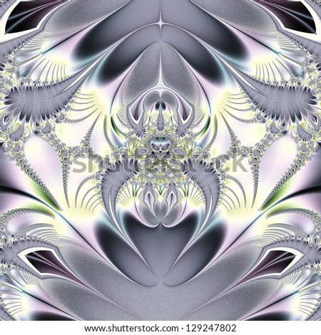 Elegant fractal design, abstract art, purple leaves