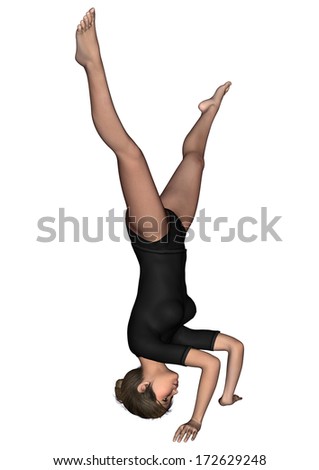 3D digital render of a beautiful young woman exercising yoga isolated on white background