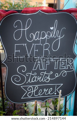 Wedding sign chalkboard that says \