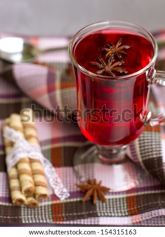 Red Tea (Hibiscus) and wafer rolls