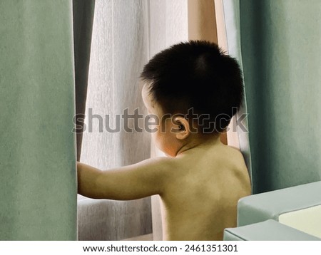 Similar – Image, Stock Photo View through window without glass in old wall