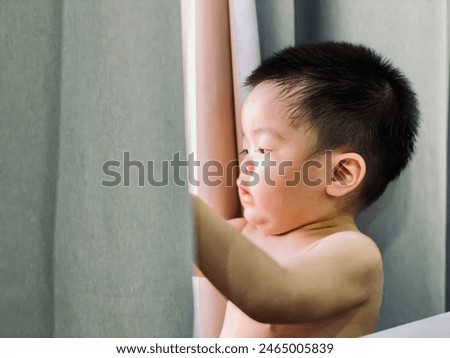 Similar – Image, Stock Photo View through window without glass in old wall