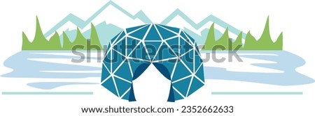 Glamping Dome Tent in Nature with Mountains on a River