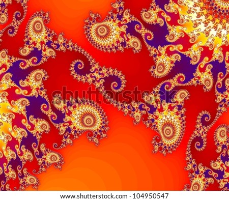 A rich and colorful spiral swirls fractal collage. Digital art creation.
