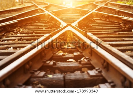 Similar – Image, Stock Photo Railroad tracks with branches