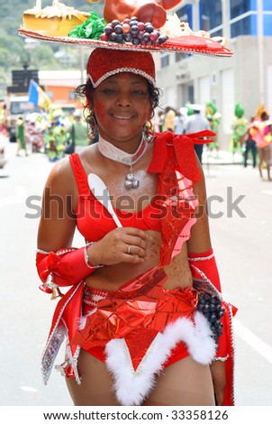 KINGSTOWN - JULY 7: Reveler enjoys Carnival, one of the largest cultural events in the Caribbean  July 7, 2009 in Kingstown, St Vincent & the Grenadines.