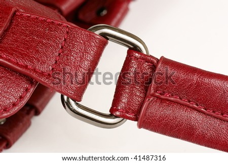 red leader accent of handbag with buckle