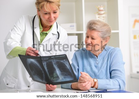 doctor and patient discussing scan results at the office